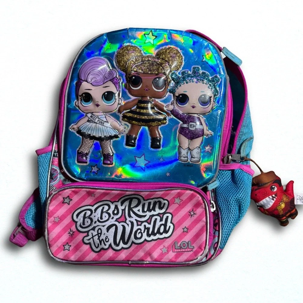 LOL Surprise BBs Run the World Backpack Holographic Pink Blue Kids School Bag